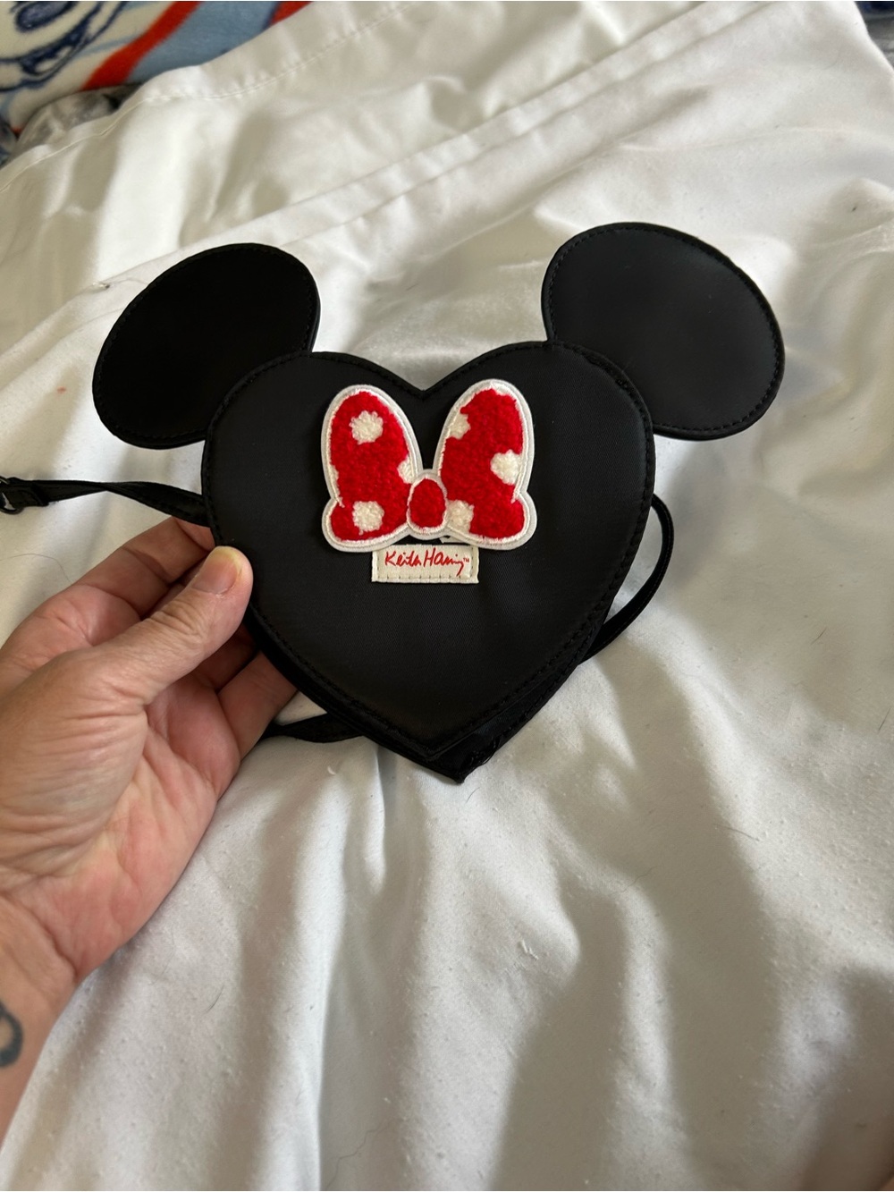 Disney Heart-Shaped Kids Crossbody Bag with Red Polka Dot Bow
